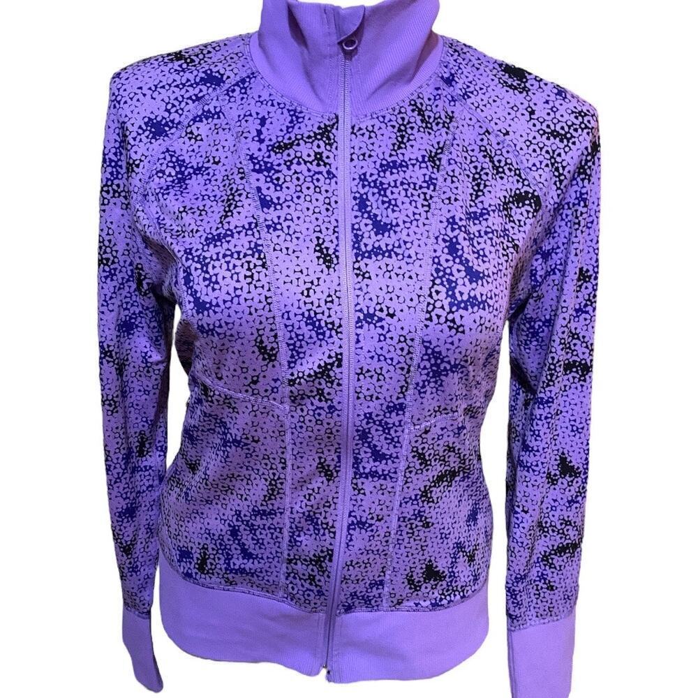 Zella Lavender & Black Print Full Zippered Jacket Size XL